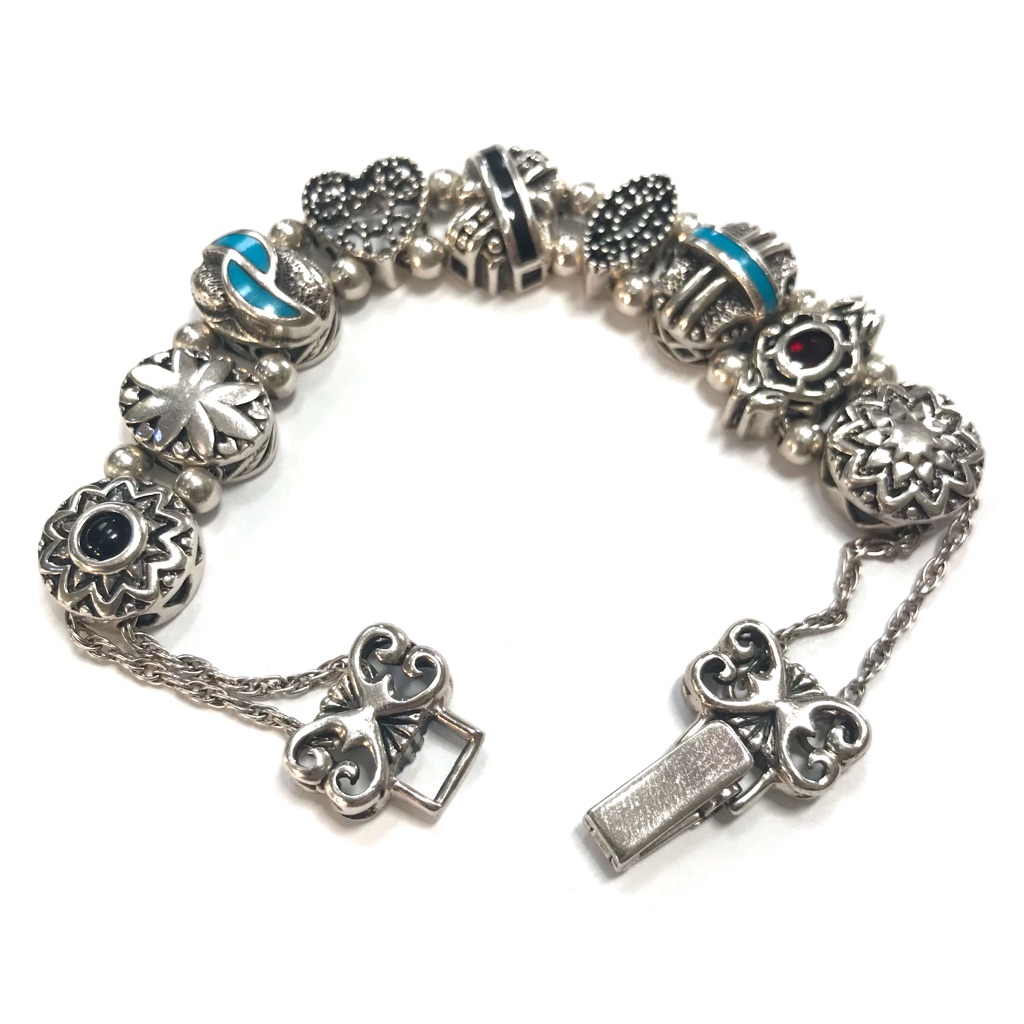 Vintage Silver Bracelet With Blue Accents